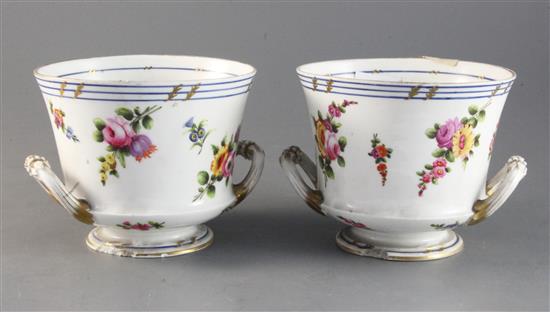 A pair of 19th century Sevres style porcelain cache pots 4.5in.